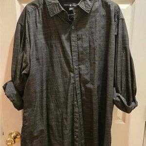 Perry Ellis Charcoal Casual Button-Down Shirt